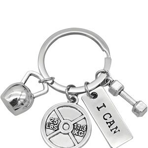 💪🏼 Fitness Keychain with Dumbbell and Kettlebell Charms